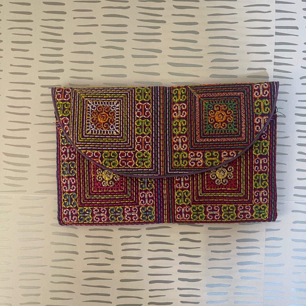 Small Stiched Multicolor Clutch Purse